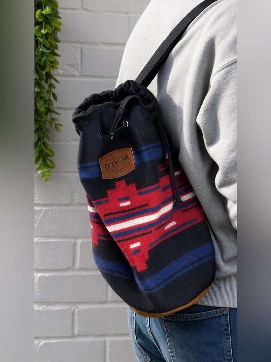 Pendleton Handbags - Vintage PENDLETON Aztec Print Wool
Drawstring Duffle Slingpack